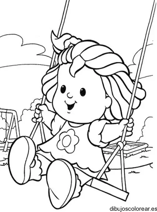Dibujo de niña en un columpio