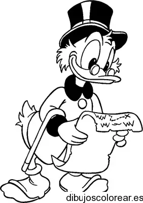 Dibujo de Rico Mc Pato leyendo 