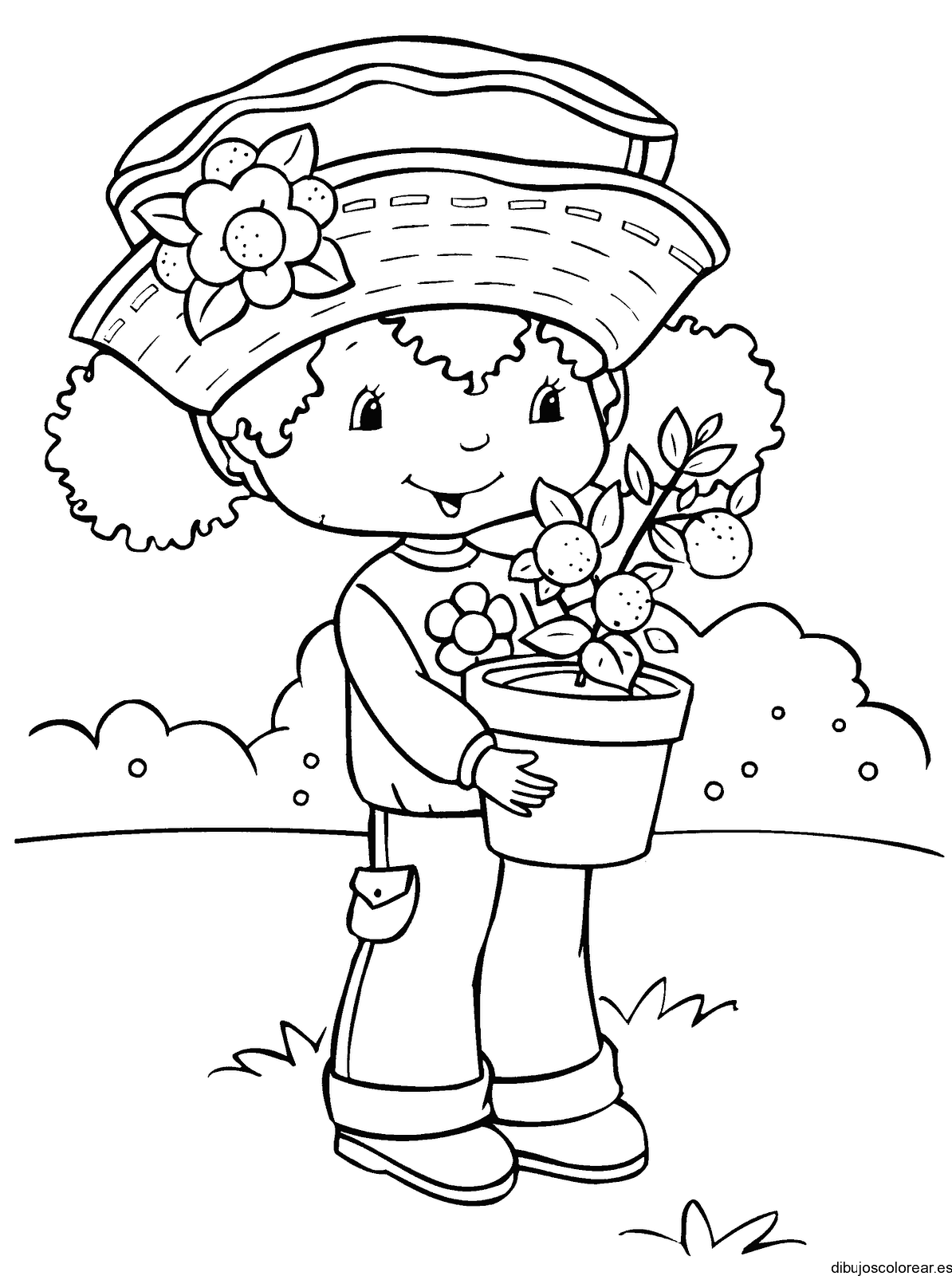 Dibujo de Rosita Fresita con tiesto