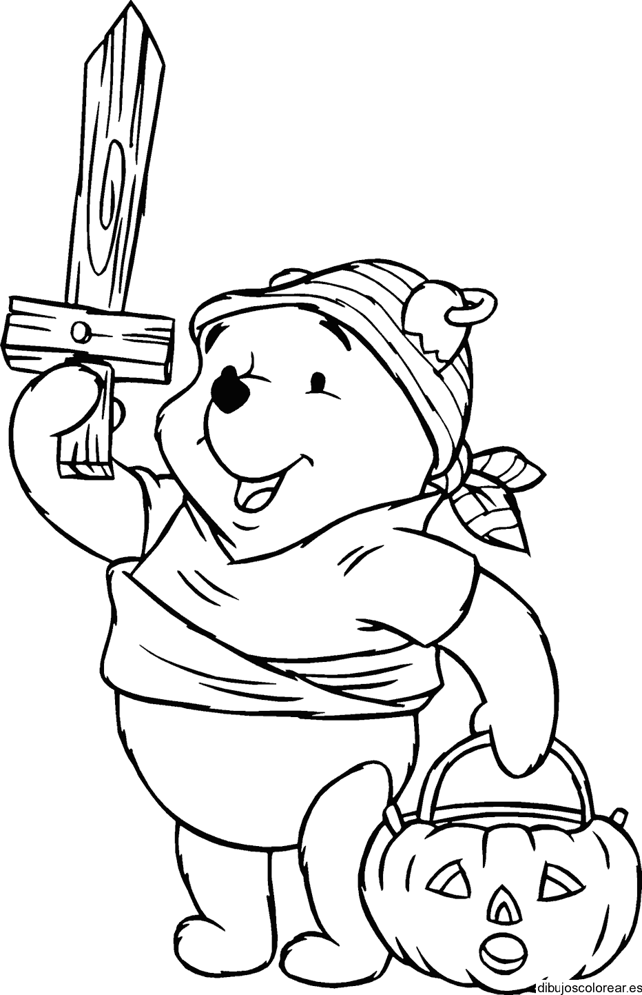 Dibujo de Halloween Winnie Poh de pirata