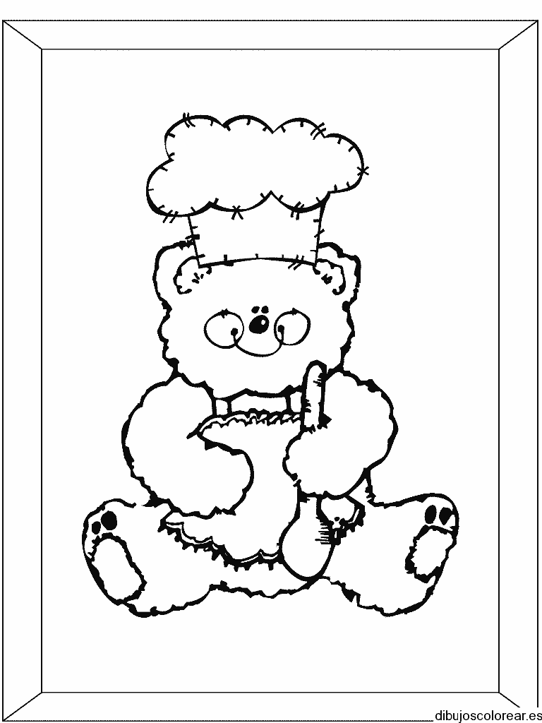 Dibujo de un oso chef de cocina