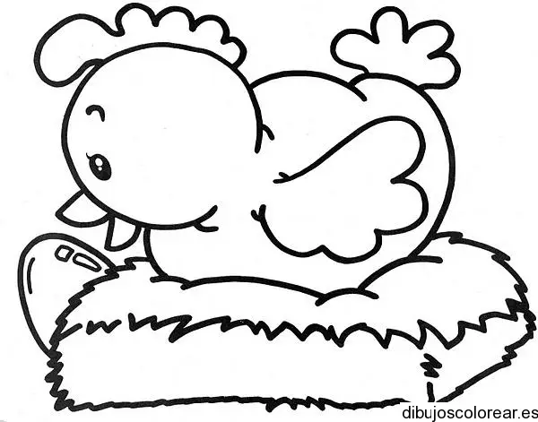 Dibujo de una gallina en gallinero