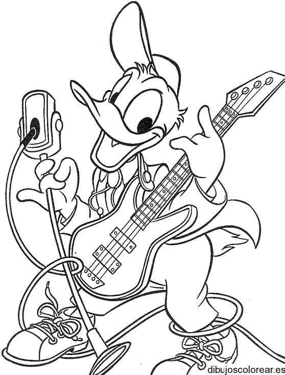 Dibujo del Pato Donald tocando guitarra