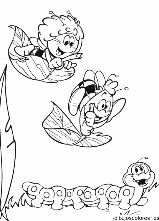 Dibujo de la abeja maya y sus amigos
