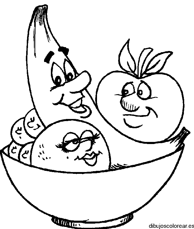 Dibujo de un bol con frutas