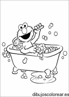 Dibujo de Elmo en la tina