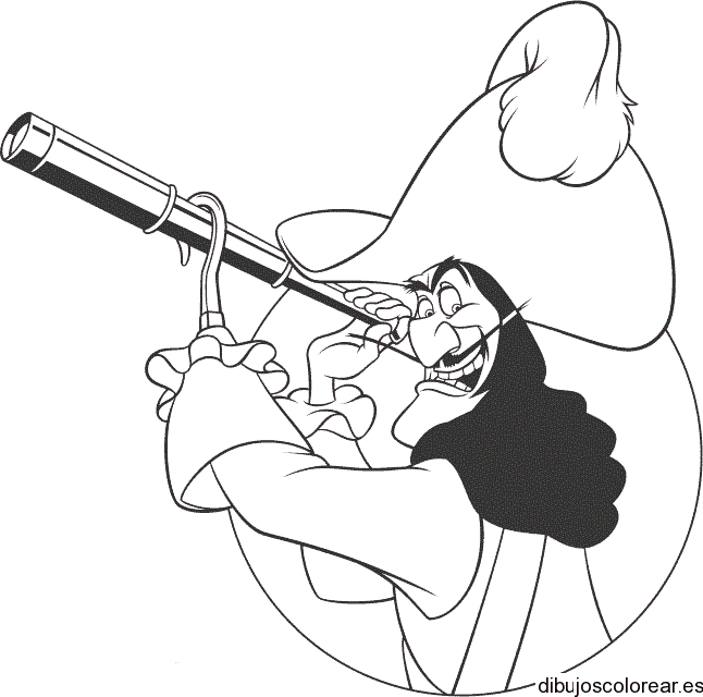 Dibujo del Capitán Garfio avistando