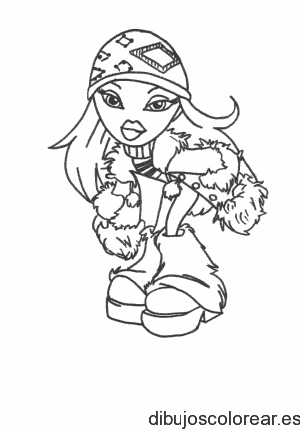 Dibujo de una Bratz con gorro