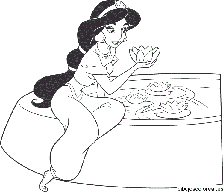 Dibujo de Jazmin en un estanque