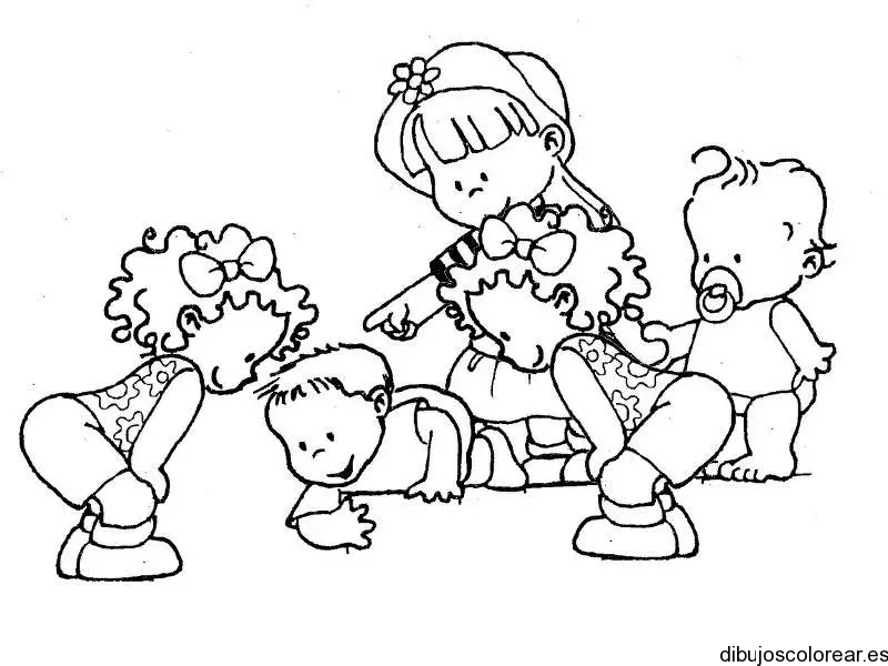 Dibujo de un bebé y niños