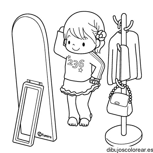 Dibujo de  niña en el espejo 