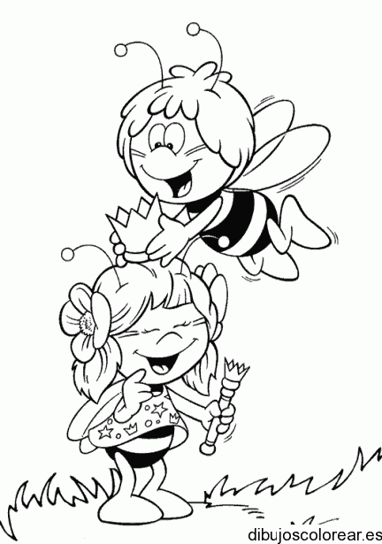 Dibujo de dos abejas jugando