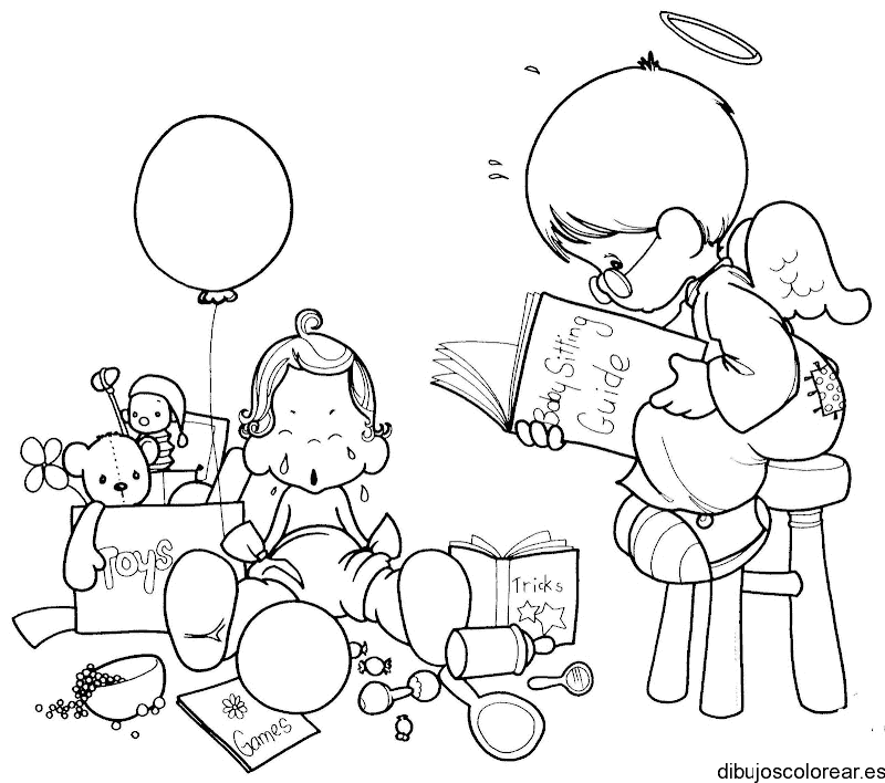 Dibujo de un ángel leyendo
