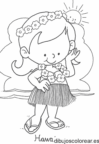 Dibujo de niña de Hawaii
