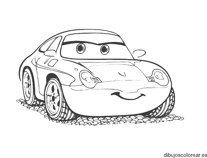 Dibujo de un coche sobre piedras