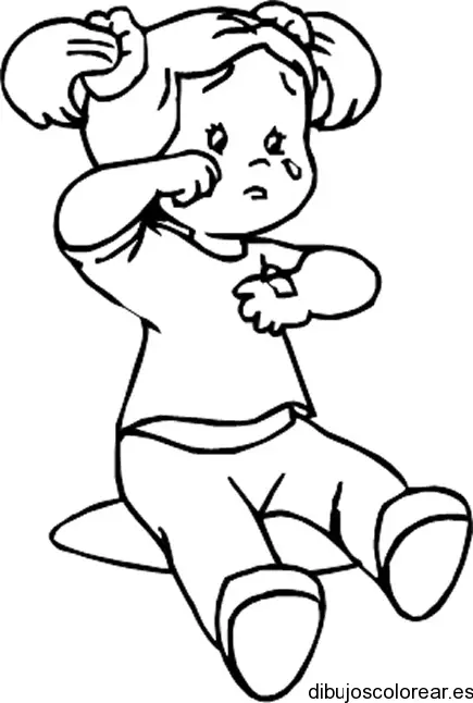 Dibujo de niña llorando
