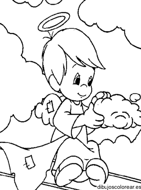Dibujo de un ángel en las nubes