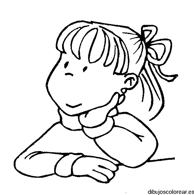 Dibujo de una niña pensando