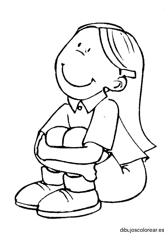 Dibujo de una niña sentada