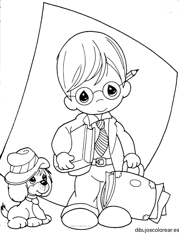 Dibujo de un niño a la escuela