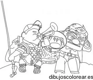 Dibujo de niño tocando trompeta