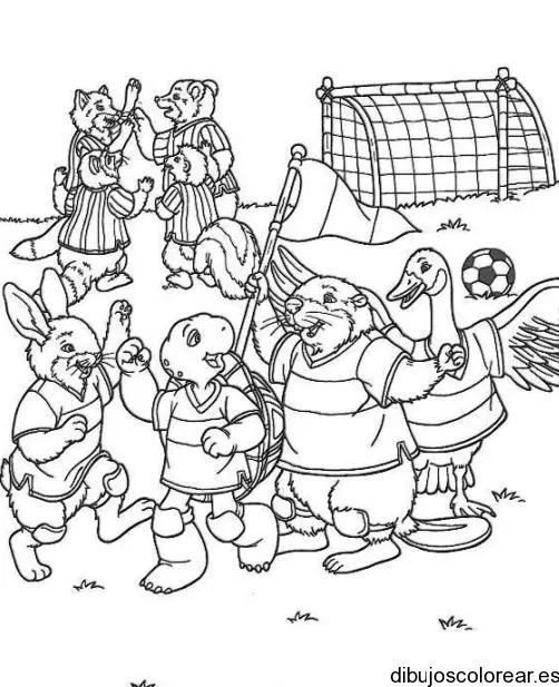 Dibujo de animales jugando pelota