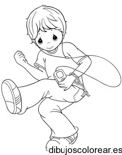 Dibujo de un niño escuchando música