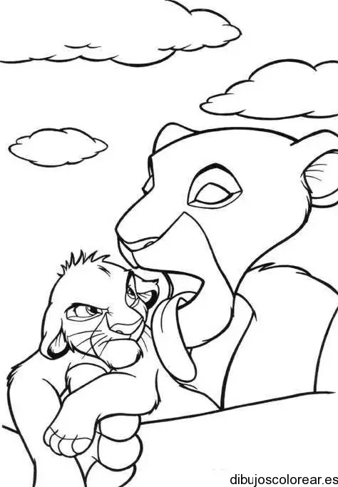 Dibujo de un león con su cachorro