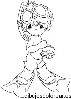 Dibujo de un niño vestido de buzo