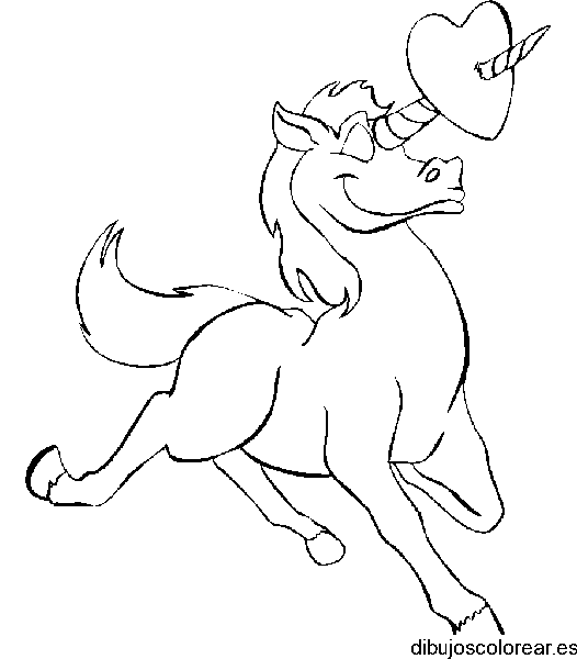 Dibujo de un unicornio con un corazón