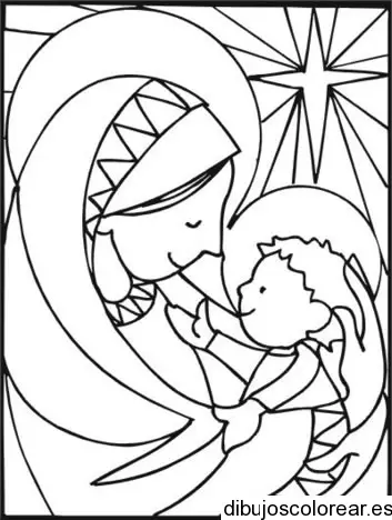 Dibujo del niño Jesús y la Vírgen