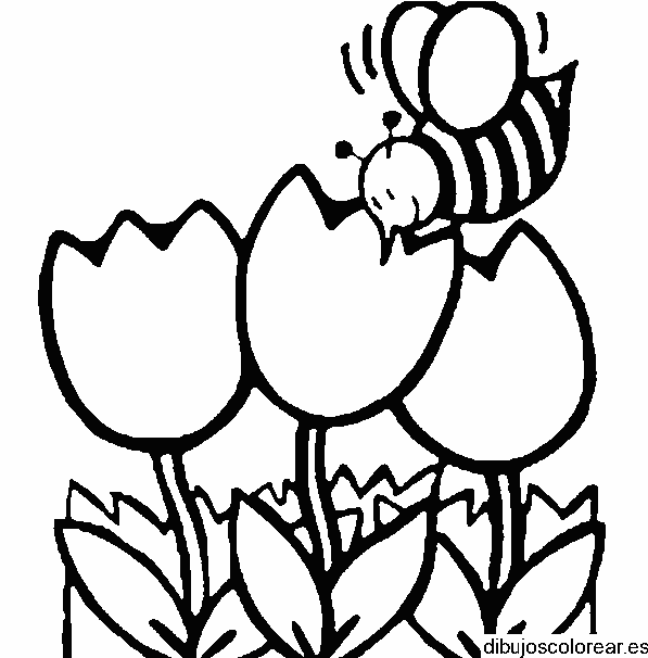 Dibujo de una abeja con flores