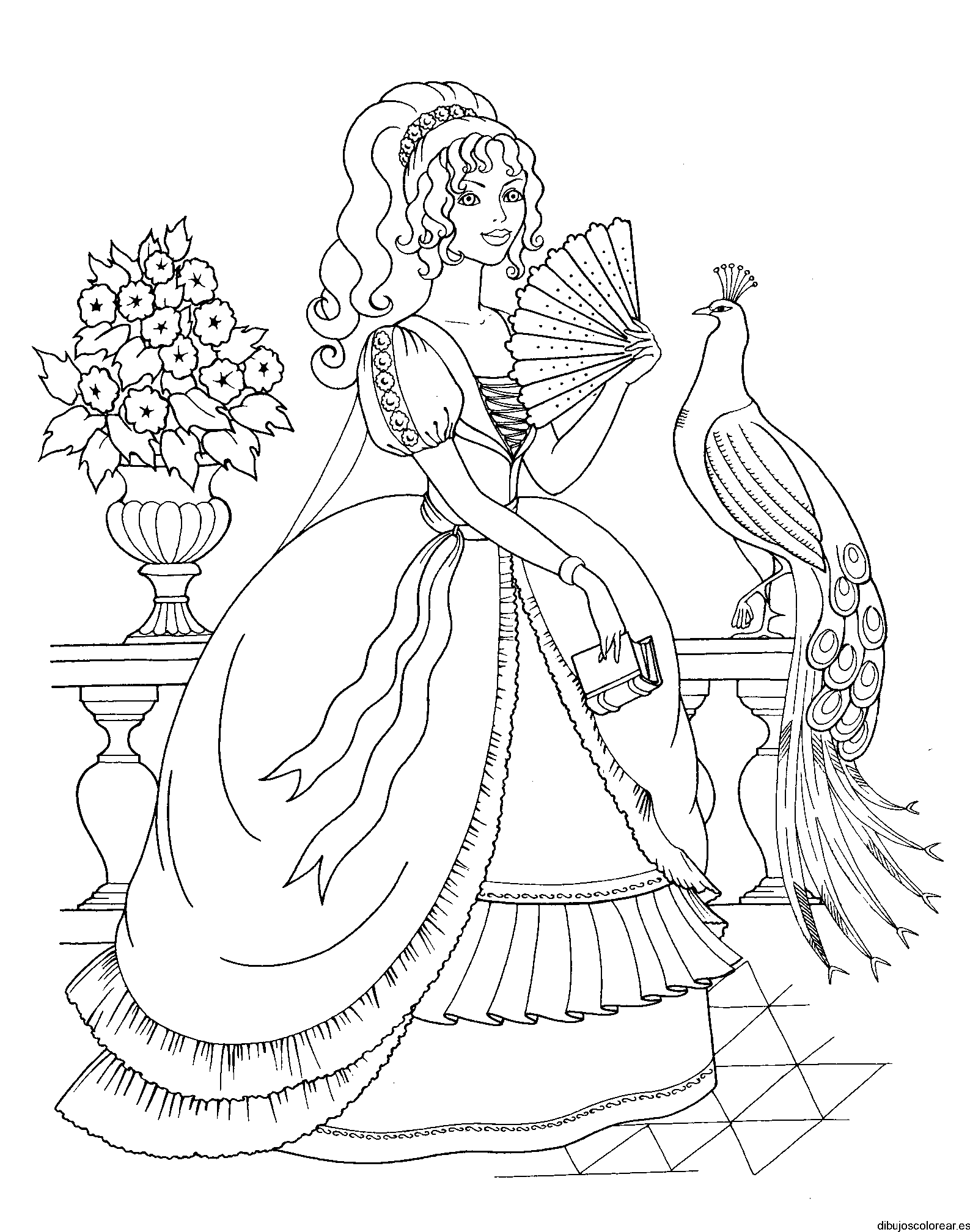 Dibujo de una princesa con vestido 