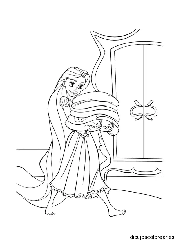 Dibujo de Rapunzel con su cabello 