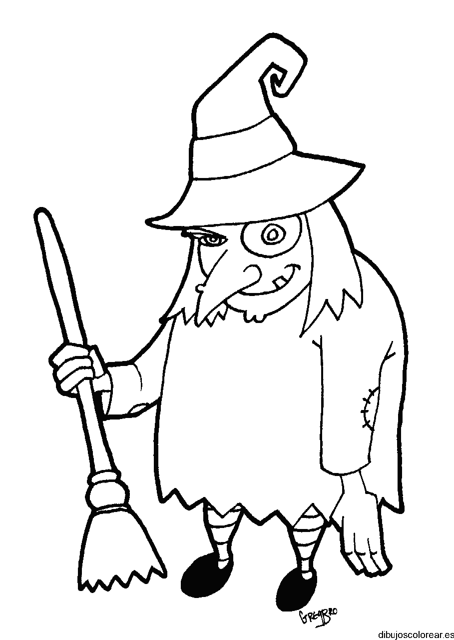 Dibujo de una bruja tuerta