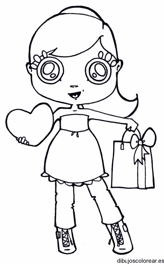 Dibujo de una niña con un corazón