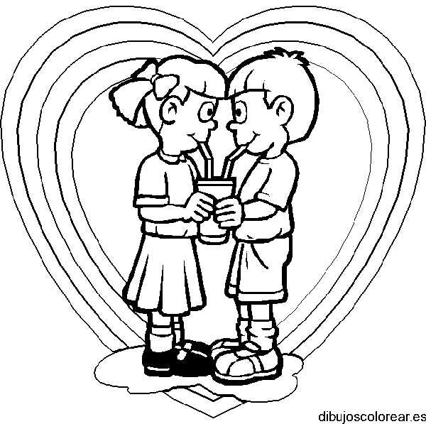 Dibujo de niños en un corazón