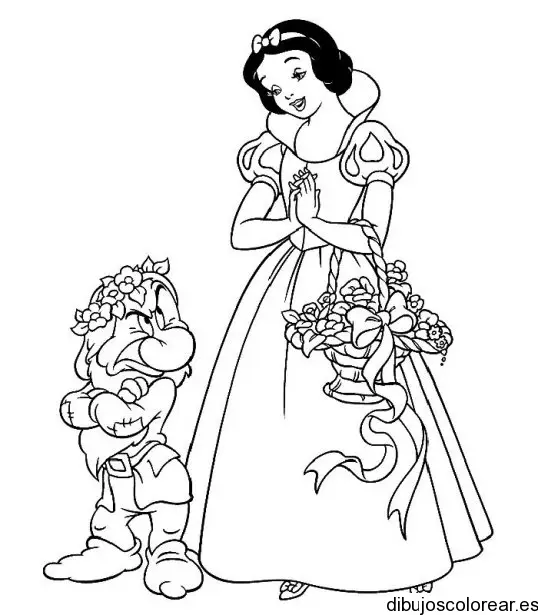 Dibujo de Blanca Nieves y Gruñón