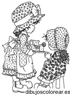 Dibujo de niñas tomando limonada