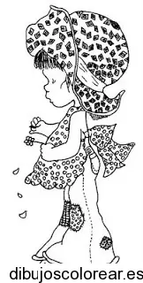 Dibujo de una niña deshojando una flor