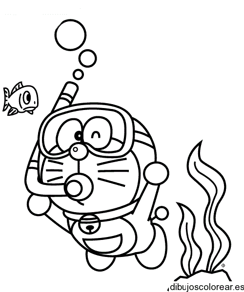 Dibujo de un gato buceando