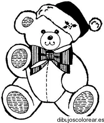 Dibujo de un oso con gorro navideño
