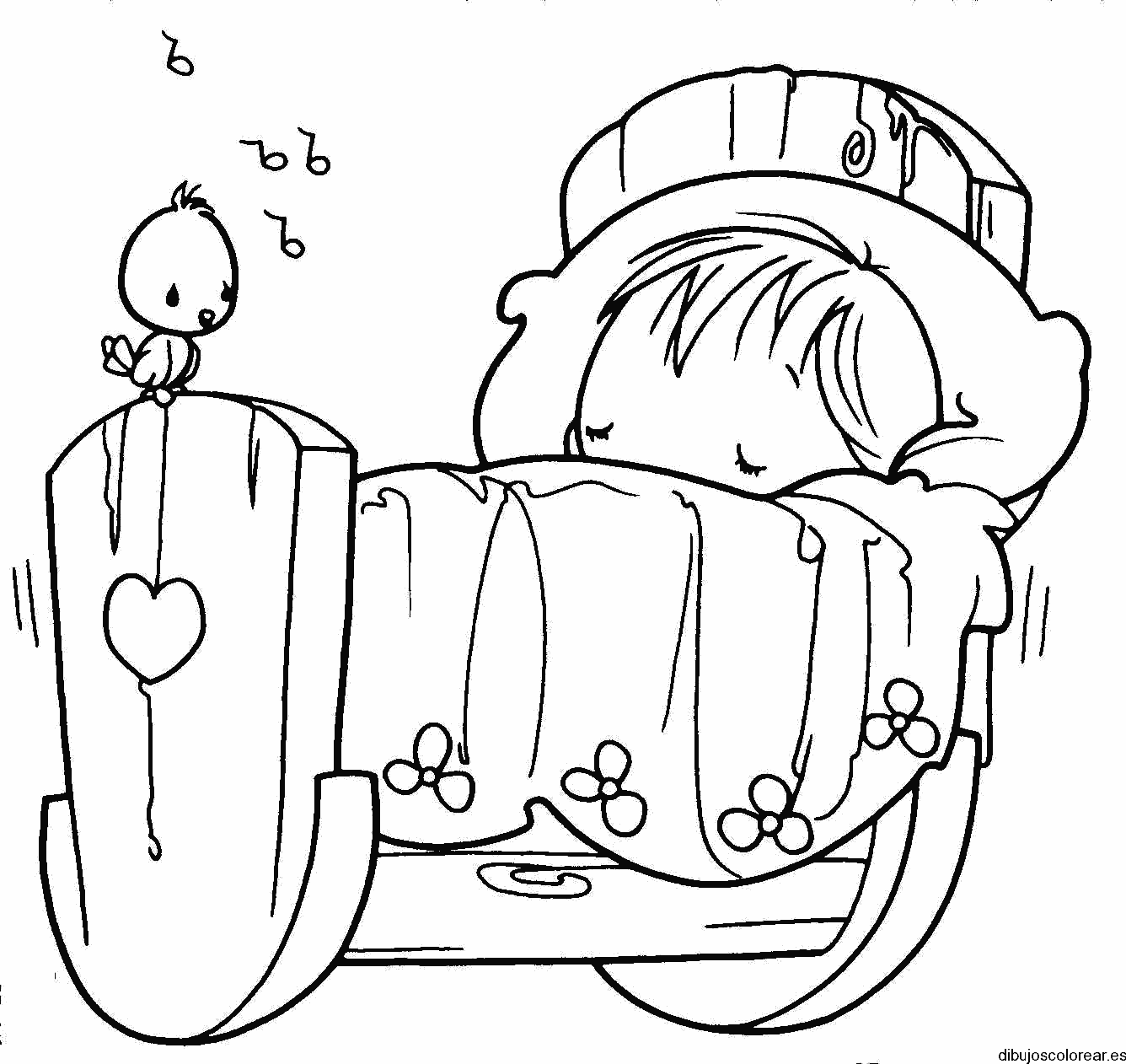 Dibujo de un bebé en su cuna