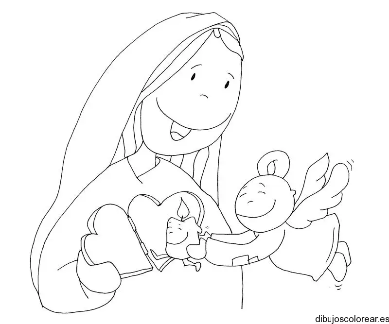 Dibujo de María y un ángel