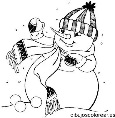 Dibujo de un muñeco de nieve con guantes