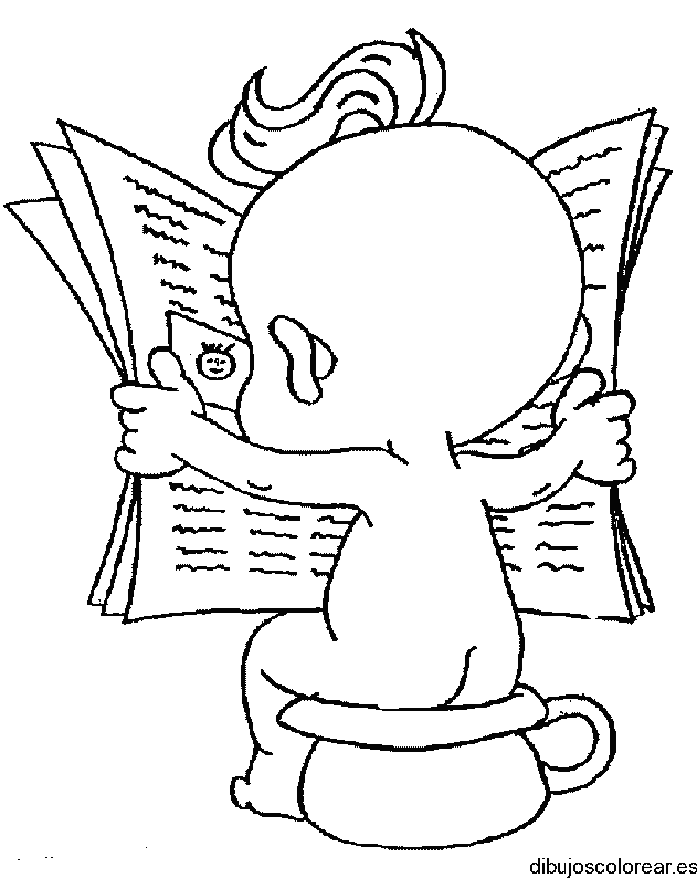 Dibujo de un bebé con un periódico