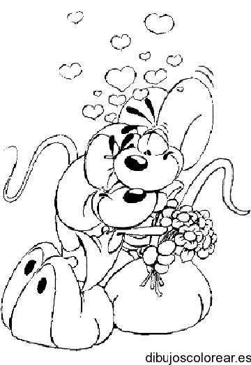 Dibujo de un perro con flores
