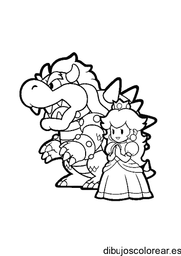 Dibujo de una princesa y un dragón