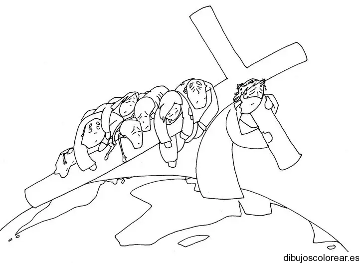 Dibujo de Jesús con  la cruz
