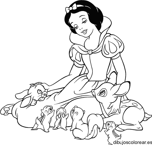 Dibujo de Blanca Nieves en el bosque